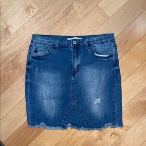KanCan Blue Distressed Mini Skirt Jean skirt size 7 27